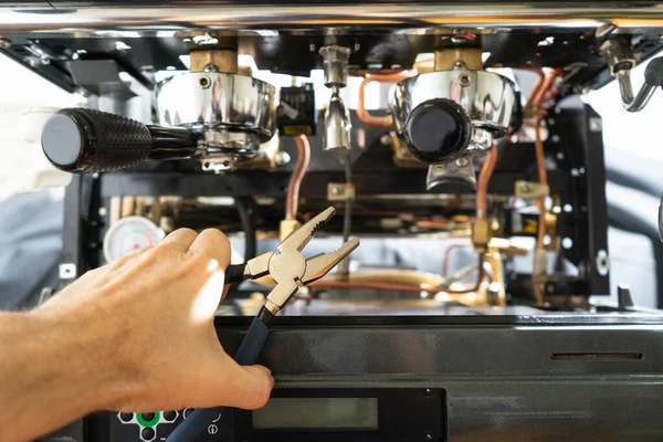 Reparation Kaffemaskinen Foto Demonterad Kaffemaskin — Stockfoto