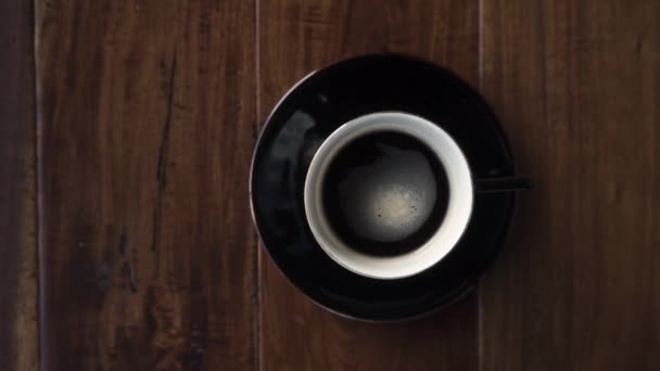 Hands Young Man Takes Cup Coffee Top View Hands Gently — Stock Video