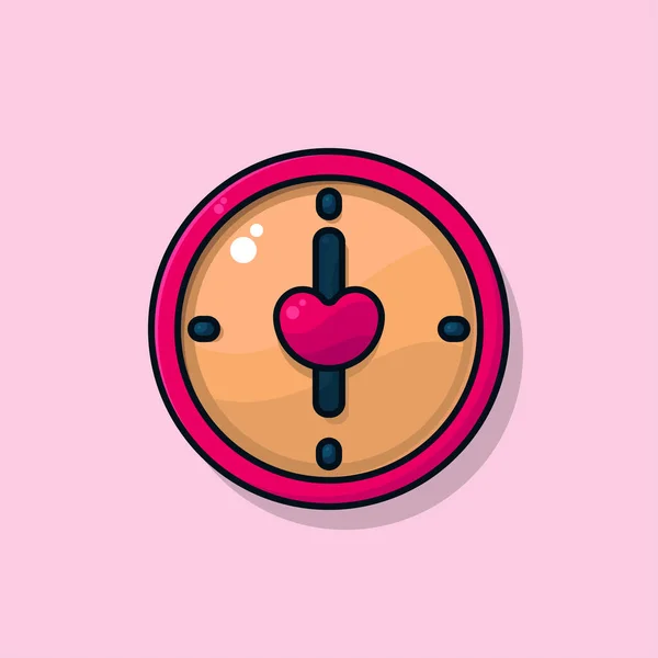 Vektor Illustration Einer Wanduhr Mit Herzsymbol Passend Zum Valentinstag — Stockvektor