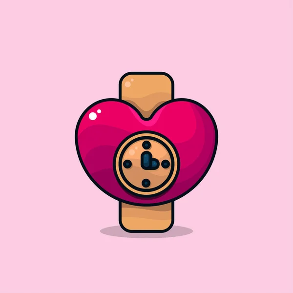 Vektor Illustration Einer Armbanduhr Mit Herzförmigem Symbol Passend Zum Valentinstag — Stockvektor