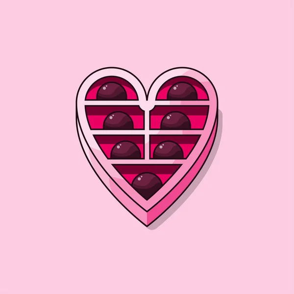 ハート型の箱の中のバレンタインチョコレート — ストックベクタ