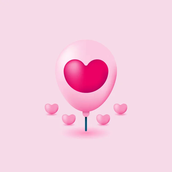 Globo San Valentín Con Símbolo Forma Corazón Medio — Vector de stock