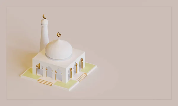 Eid Mubarak Landing Page Template Rendering Mosque — Stock Photo, Image