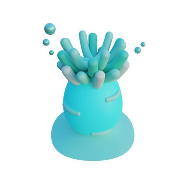 Deniz Anemone 3D Görüntü, Dünya Okyanus Günü için uygun