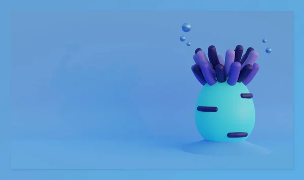 Światowy Dzień Oceanów Landing Page Szablon Sea Anemone Rendering Ilustracja — Zdjęcie stockowe