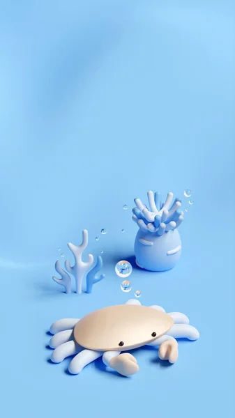 Crab Rendering Illustration World Sea Day Event Mobile Phone Social — 스톡 사진