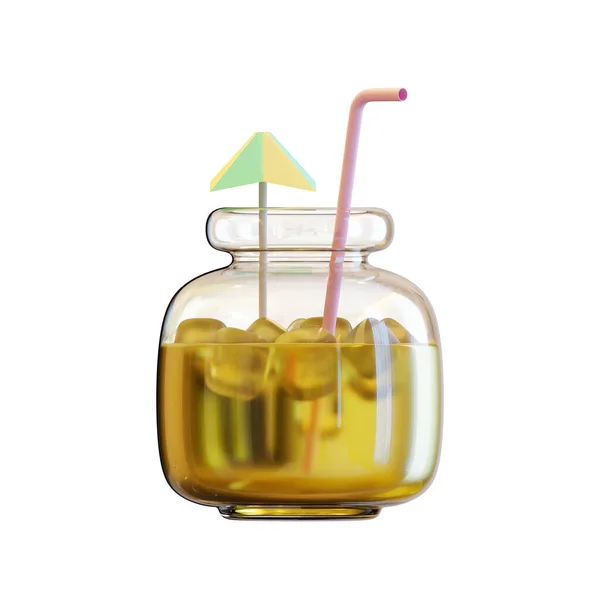 Summer Beverage Jar Rendering Illustration 테마에 — 스톡 사진