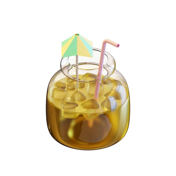 Summer Beverage Jar Rendering Illustration Vhodné Pro Letní Turistické Prázdninové — Stock fotografie