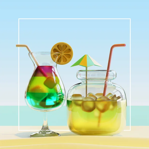 Summer Social Media Post Template Beverage Jar Rendering — 스톡 사진