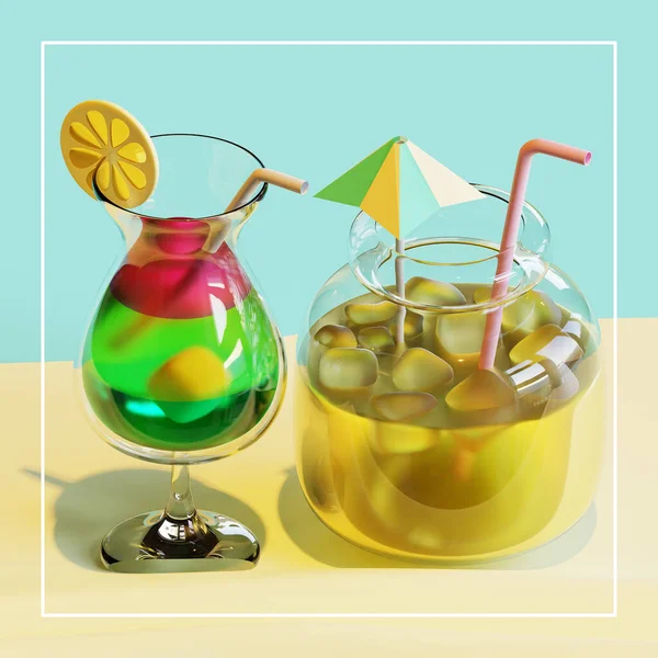 Summer Social Media Post Template Beverage Jar Rendering — 스톡 사진
