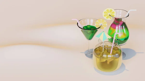 Plantilla Página Aterrizaje Verano Con Vidrio Martini Copa Cóctel Tarro — Foto de Stock