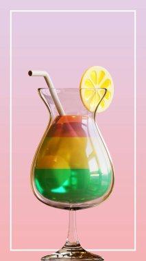 Kokteyl 3B Hazırlama ile Yaz Sosyal Medya Hikayesi Şablonu