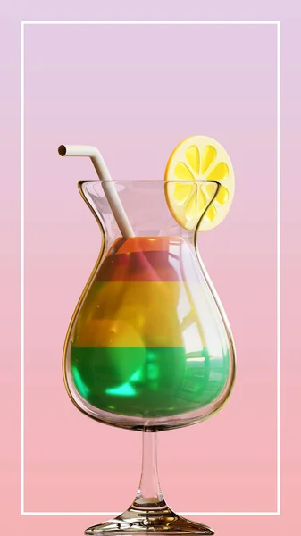 Summer Social Story Template Cocktail Rendering — 스톡 사진