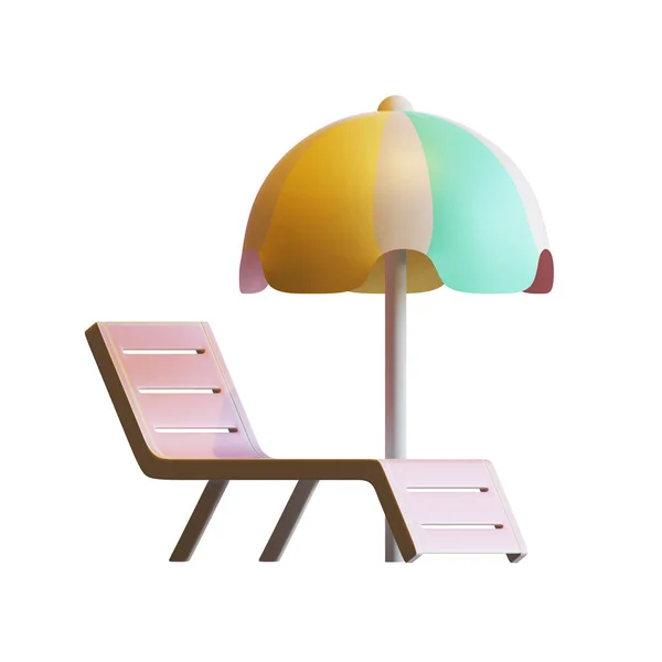 Banc Été Parapluie Illustration Rendu Adaptée Thème Événement Été Tourisme — Photo