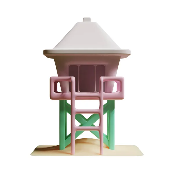 ライフガードタワー3Dレンダリングイラスト 夏に適し または休暇イベントのテーマ — ストック写真