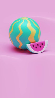 Yaz Karpuzu 3D Resim 06, tatil, tatil, turizm veya yaz teması için uygun