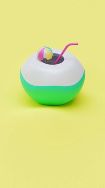 Yaz Hindistancevizi 3D Resim 06, tatil, tatil, turizm veya yaz teması için uygun