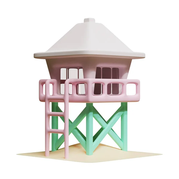 Lifeguard Tower 렌더링 일러스트레이션 Lifeguard Tower Rendering Illustration 주제에 적합하다 — 스톡 사진