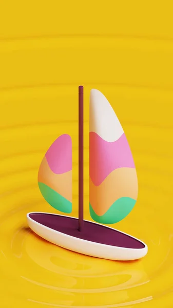 렌더링 일러스트레이션 Summer Sailboat Rendering Illustration 테마에 적합하다 — 스톡 사진