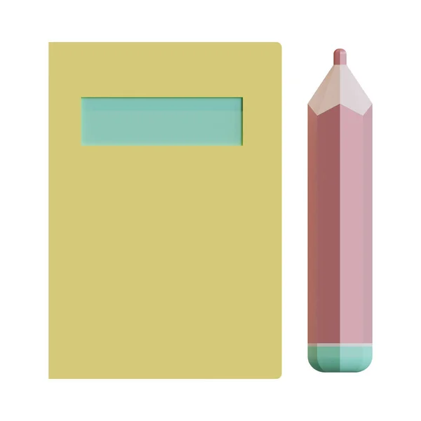Ilustração Renderização Livro Lápis Adequado Para Nova Escola Normal Educação — Fotografia de Stock