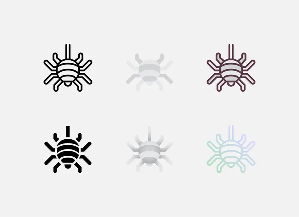 Icono Halloween Spider Seis Estilos Diferentes — Vector de stock