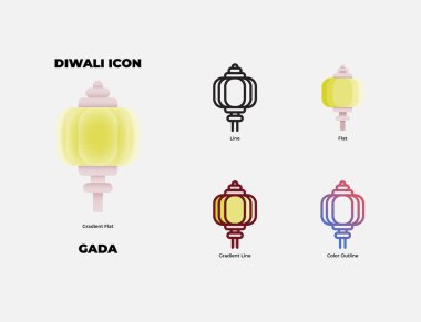 5 stilde Gada simgesi, gradyan düz çizgi, düz çizgi, gradyan çizgi ve renk çizgisi. Gada veya Mace, Hanuman tarafından kullanılan geleneksel bir Hindistan silahıdır. Hanuman, Diwali tarihinde bir karakter.