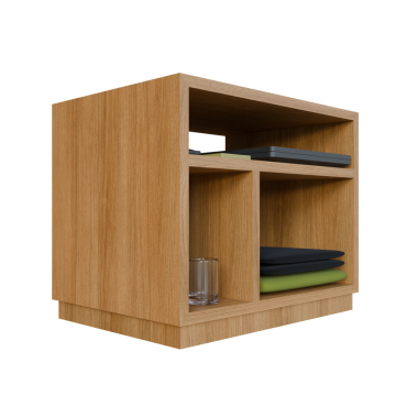 Yatak odası içerisi teması için uygun, yatak başucu 3D tasarım elemanı resimlemesi.