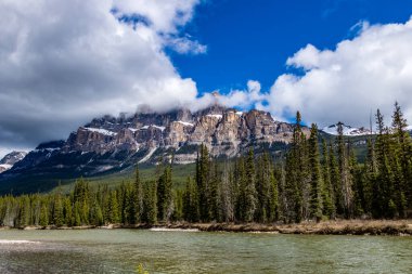 Baharın sonlarında 93 nolu yol kenarı manzarası. Banff Ulusal Parkı, Alberta, Kanada