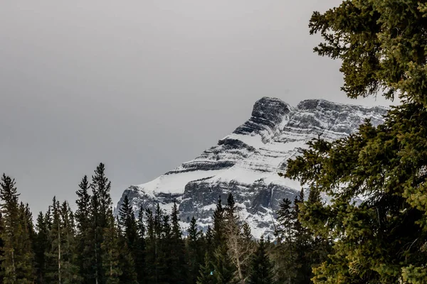 Wasserfallteiche Und Gebirgszüge Winter Banff Nationalpark Alberta Kanada — Stockfoto