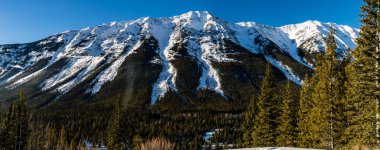 Kananaskis Dağları karla kaplıydı. Peter Lougheed İl Parkı