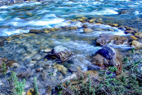 Rio Cotovelo Fluindo Duro Rápido Elbow River Provincial Recreation Area — Fotografia de Stock