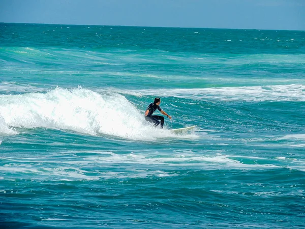 Surfeurs Frappant Les Vagues Piha Beach Auckland Nouvelle Zélande — Photo