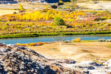 At Hırsızı Kanyonu 'na düşüş geliyor. Starland County, Alberta, Kanada