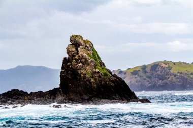 Kiralık bir tekneden adaların manzarası. Adalar Körfezi, Yeni Zeland