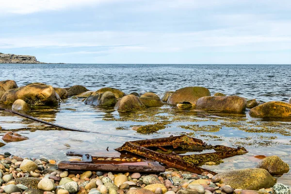 Destruição Ethie Praia Parque Nacional Gros Morne Terra Nova Canadá — Fotografia de Stock