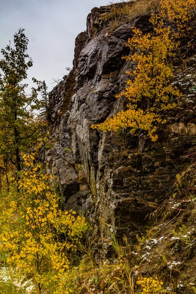 カナダのアルバータ州バンフ国立公園 Vermillion Lakeの周りの秋の色 — ストック写真