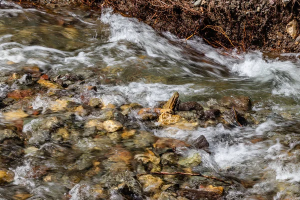 城川はビーバー鉱山湖に速く流れる ビーバー鉱山 カナダのアルバータ州Pra湖 — ストック写真