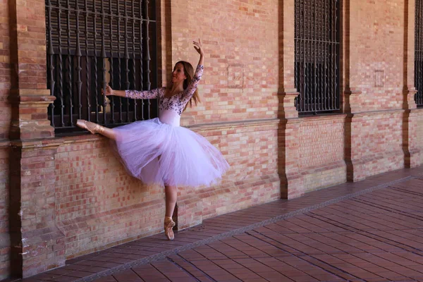 Ballerino Balletto Classico Che Balla Diverse Posizioni Balletto Ballerina Indossa — Foto Stock