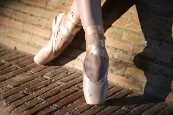 Klassische Balletttänzerin Die Auf Einer Bank Einem Park Unter Bäumen — Stockfoto