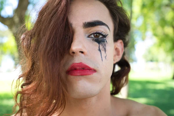 Mladý Latina Transsexuál Žena Oblečená Jemném Černém Prádle Žena Pózuje — Stock fotografie