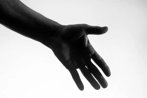 Black White Left Helping Hand White Background — Stock Photo, Image