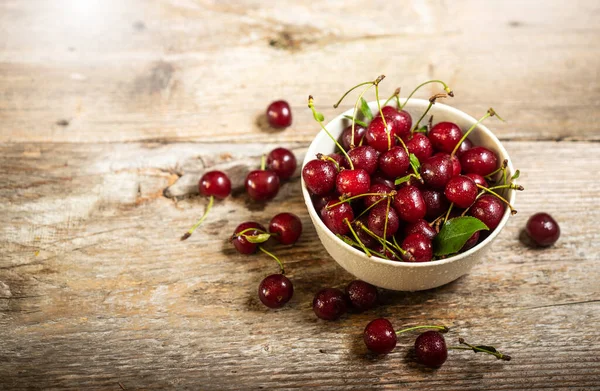 Freshly Picked Cherry Red Cherry Bowl Juicy Red Cherry — Stock Photo, Image