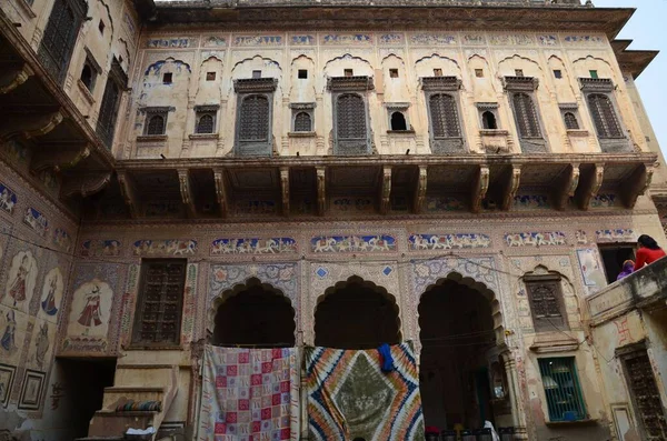 Shekhawati Bölgesi Harika Boyanmış Haveli Evleriyle Turistik Yollarda Saklı Bir — Stok fotoğraf