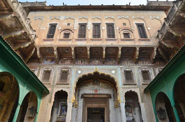 Shekhawati Bölgesi Harika Boyanmış Haveli Evleriyle Turistik Yollarda Saklı Bir — Stok fotoğraf