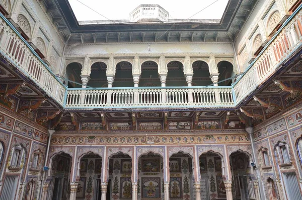 Shekhawati Bölgesi Harika Boyanmış Haveli Evleriyle Turistik Yollarda Saklı Bir — Stok fotoğraf