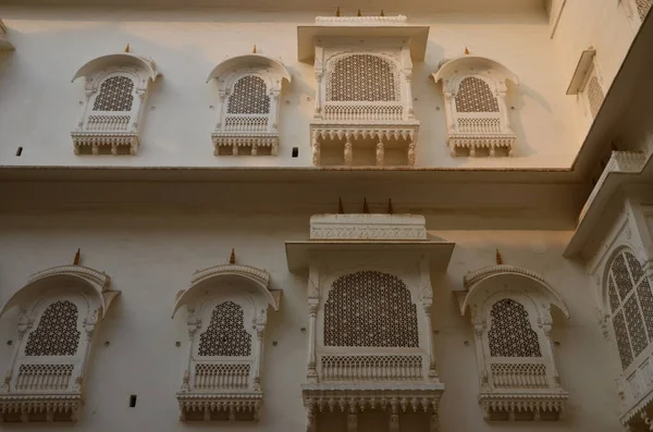 Ventanas Patio Interior Fuerte Junagarh Bikaner Rajasthan —  Fotos de Stock