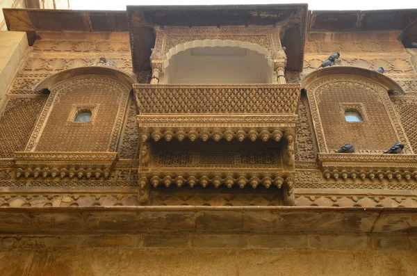 Maravilhosamente Decorado Oriel Jaisalmer Fort Rajasthan — Fotografia de Stock