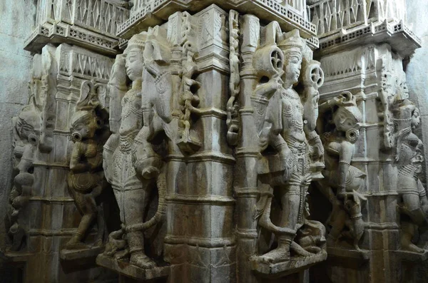 Obra Prima Alvenaria Fina Templo Jain Jaisalmer — Fotografia de Stock