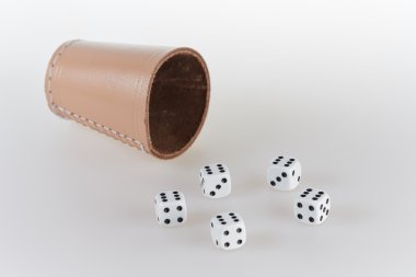 Beş dices ve bir zar fincanı