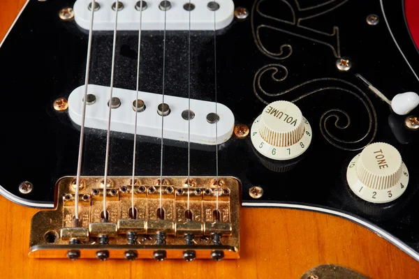 Bir elektro gitar ayrıntı Üstten Görünüm — Stok fotoğraf